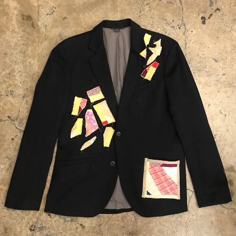 BLACK ARMANI SPORT JACKET W/ 1931 QUILT APPLIQUÉStatement Jackets