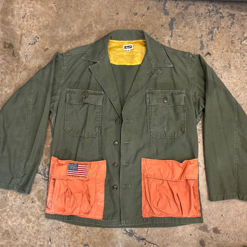 MILITARY ALOHA JACKET W/ RALPH ORANGE CARGO POCKETSFormal Jackets