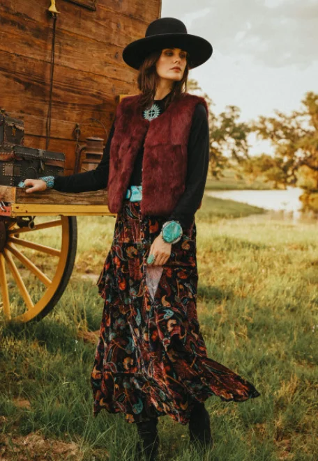 Velvet Print Midnight Garden Skirt by Double D RanchwearWaterproof Jackets