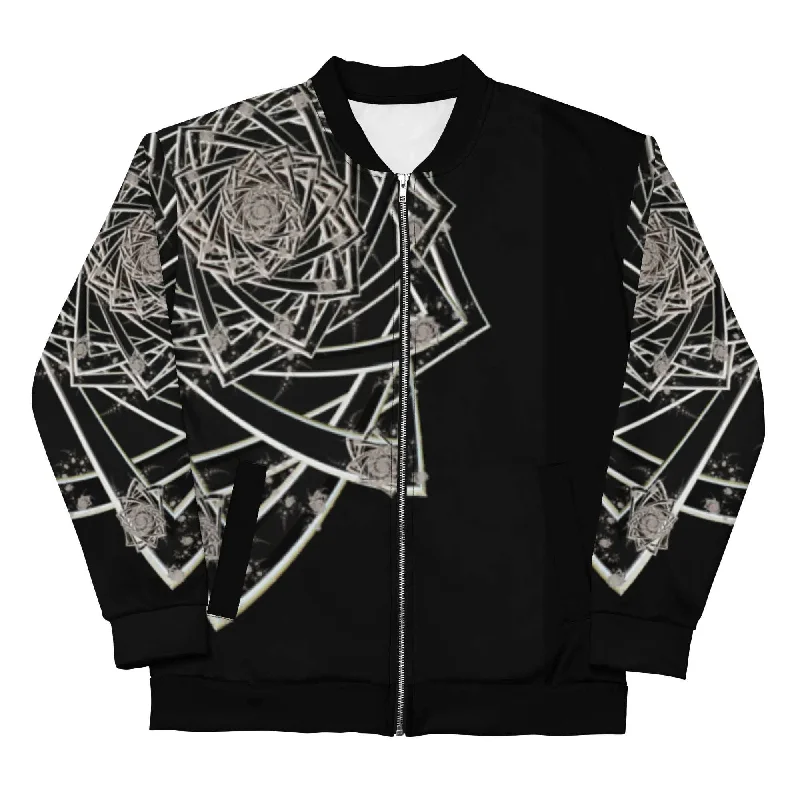 "Black Topological Rose" Collection - Unisex Bomber JacketGlitter Jackets