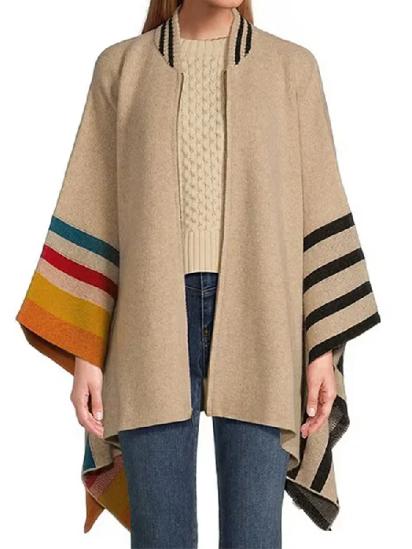 Women's Lambswool Blanket Rib Collar Cape by PendletonPolyester Jackets