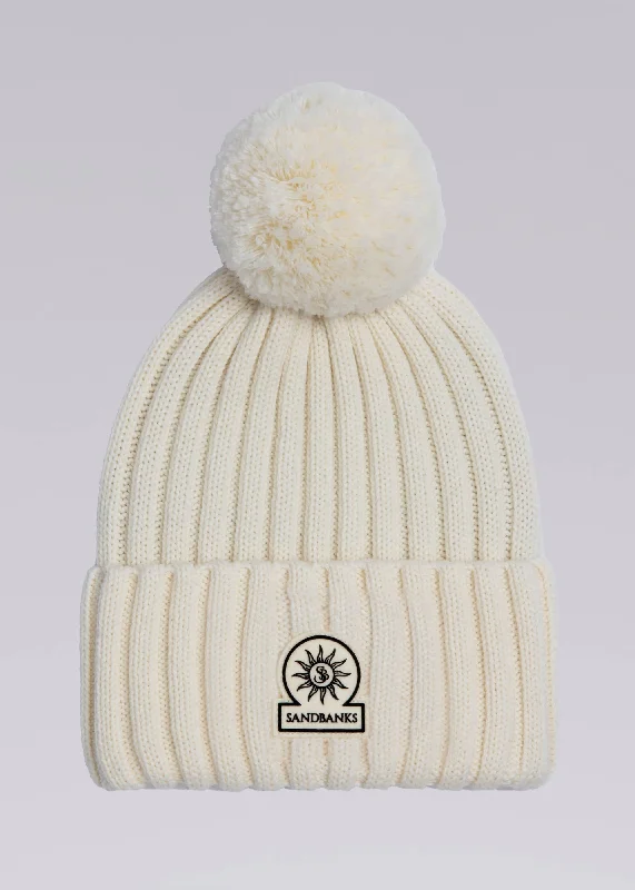 Women's Sandbanks Ecru Pom Pom Beanie HatLounge Jackets