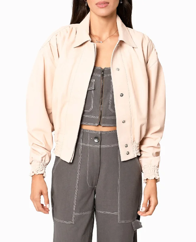 Nicole Miller Collared Leather JacketWindbreakers