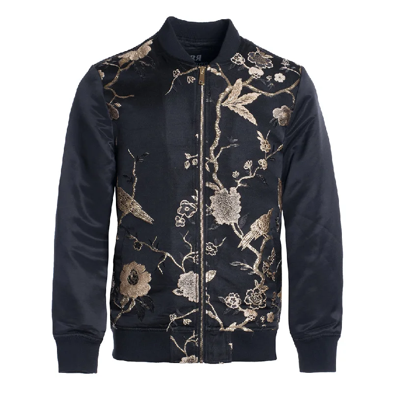 Bomber Jacket Black with Gold embroidaryMotorcycle Jackets