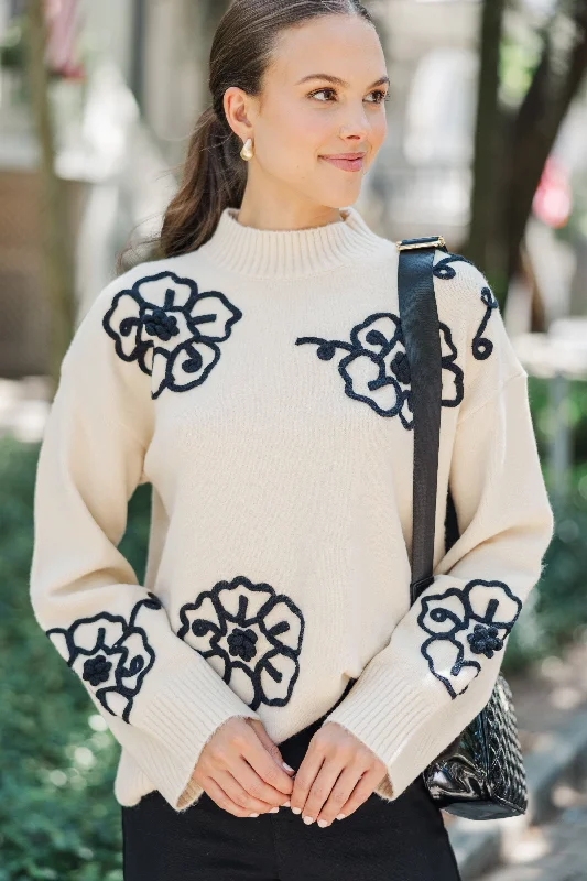 Keep You Close Natural Brown Floral SweaterGraphic Knit Tops