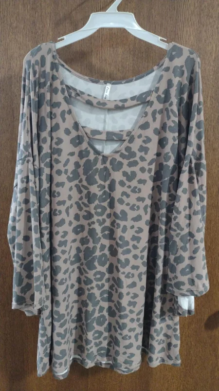 Statement ShirtsPSFU Brown Gray Leopard Shirt Top Strappy Neckline