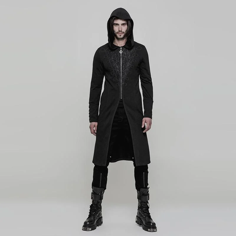 Mesh-Lined HoodiesPunk Rave Men's Gothic 3D Jacquard Zipper Hooded Coat