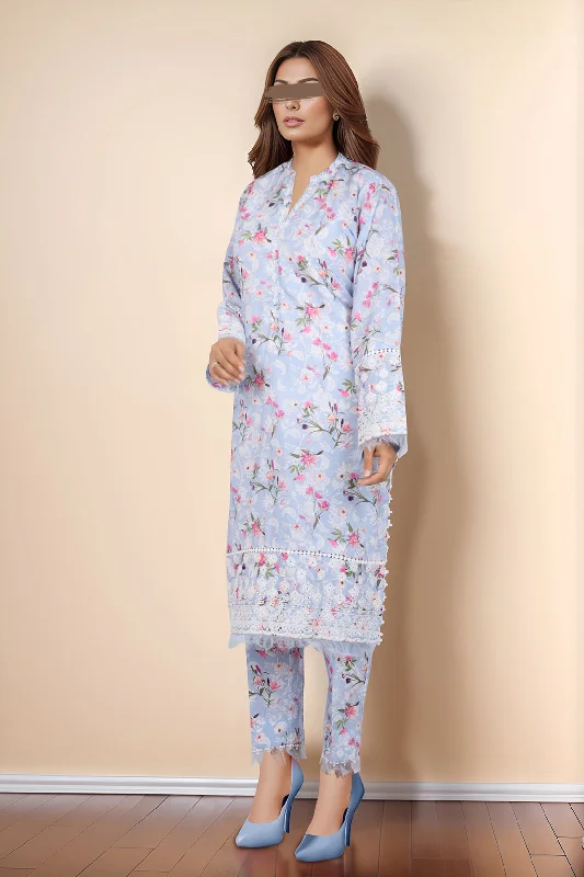 Printed Embroidered Cotton Filament Stitched 2 Piece (Shirt/Trouser)