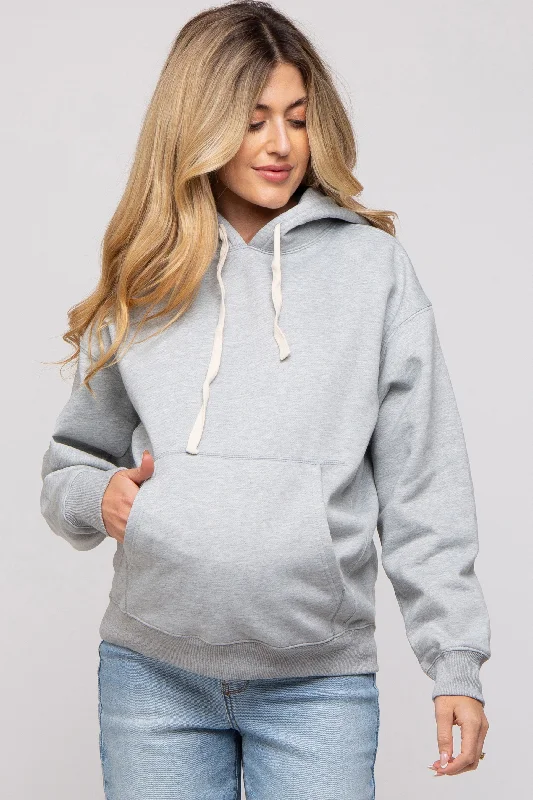 Vintage HoodiesHeather Grey Basic Fleece Maternity Hoodie