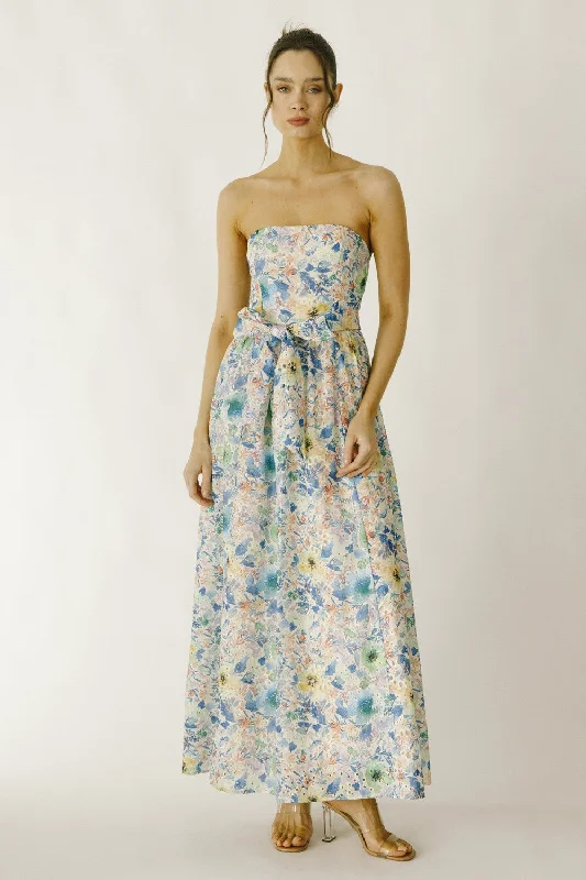 Cheerleader DressMulti Floral Large Eyelet Maxi Dress