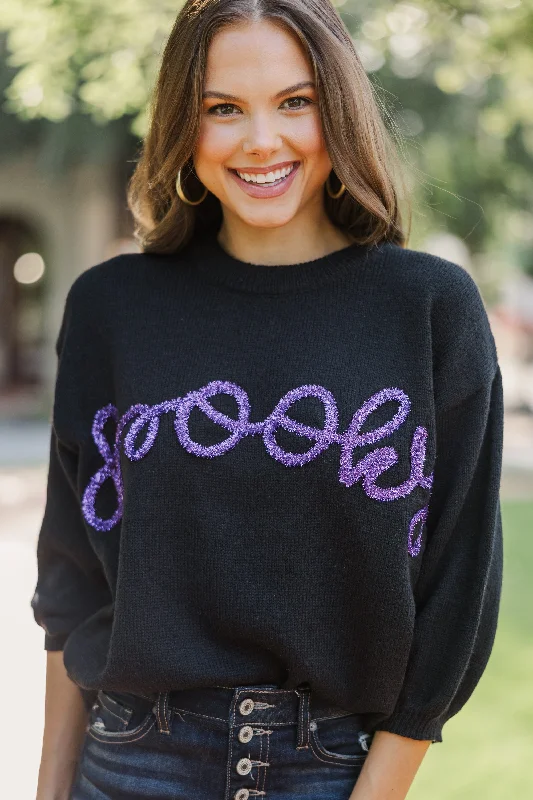 Let's Get Spooky Black Script SweaterYoga Knit Tops