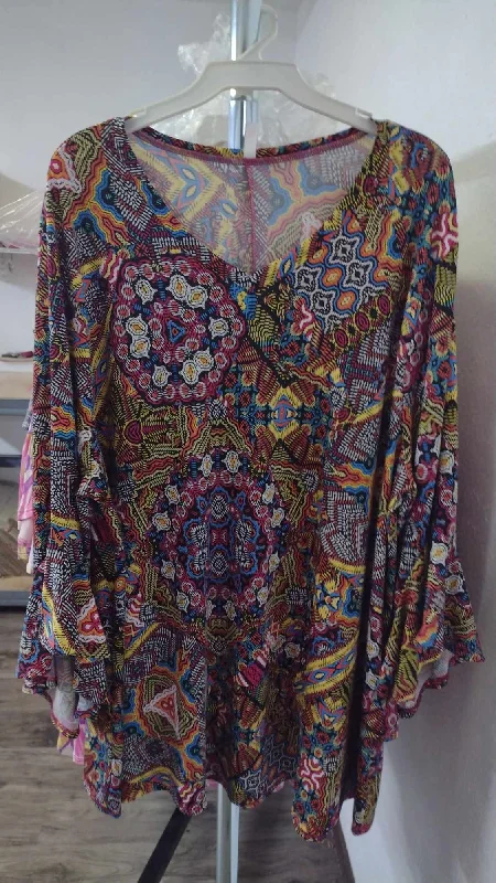 Recycled Fabric ShirtsMulti Design Multi Color Shirt Top w V Neck