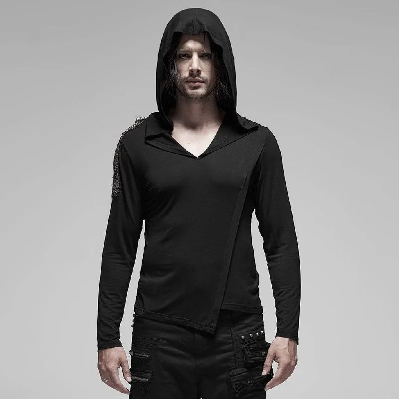 Men's Gothic Long Sleeved Irregular Hem Hoodies