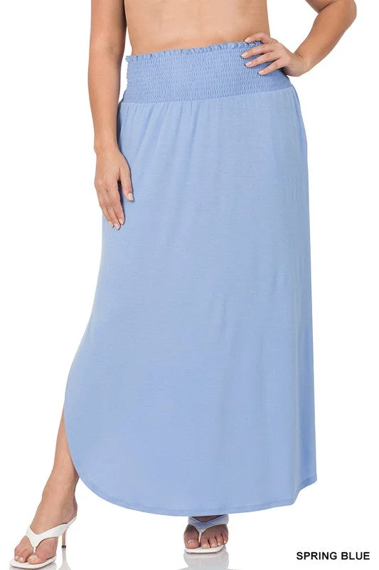 FS Clearance TIER 2 SMOCKED WAIST SIDE SLIT MAXI SKIRTSlit Skirt