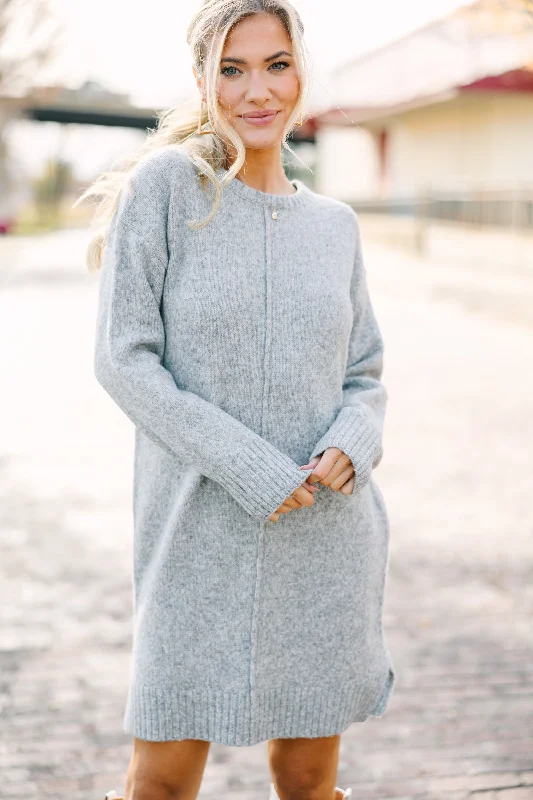 Just Think It Through Gray Tunic Sweater DressAngora Knit Tops