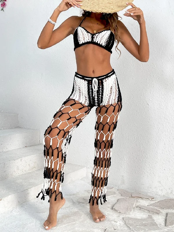 TrousersCutout Halter Neck Top and Pants Two-Piece Swim Set