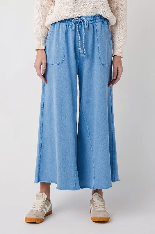 SlacksEasel Washed Terry Knit Wide Leg Pants