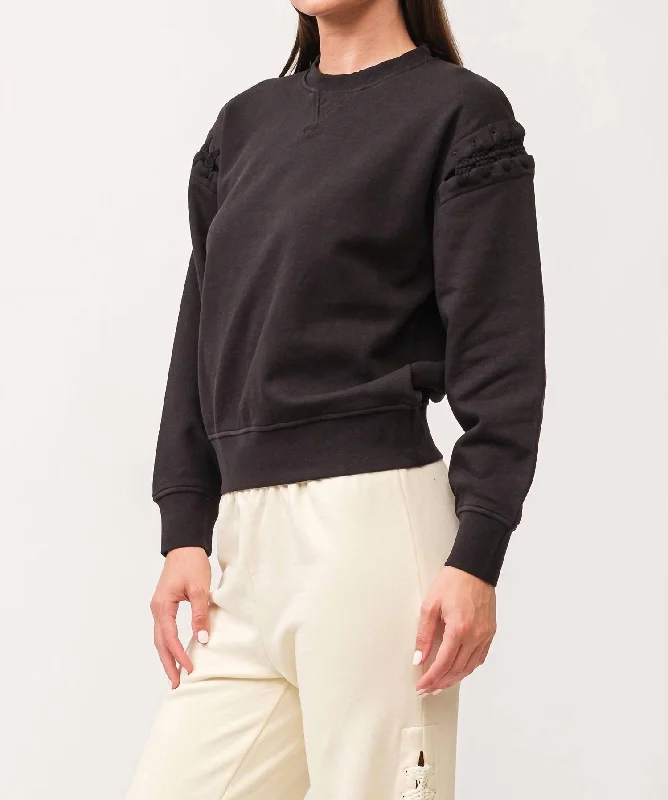 Lucinda Crew Neck Long Sleeve Relaxed Fit In Black