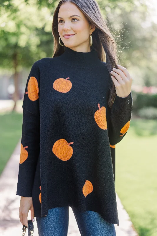 Quick Decisions Black Pumpkin SweaterAthletic Knit Tops