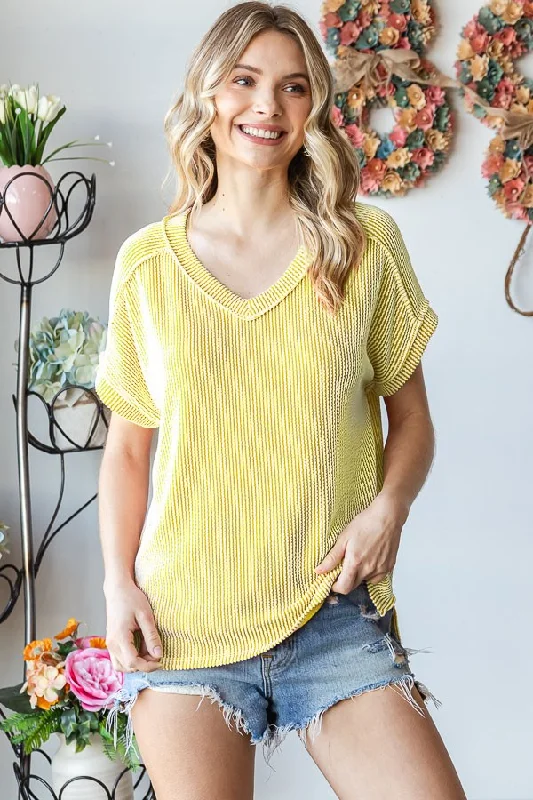 Retro ShirtsYellow Citrine V Neck Shirt Top