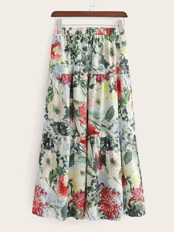 Large Floral Print SkirtProm Skirt