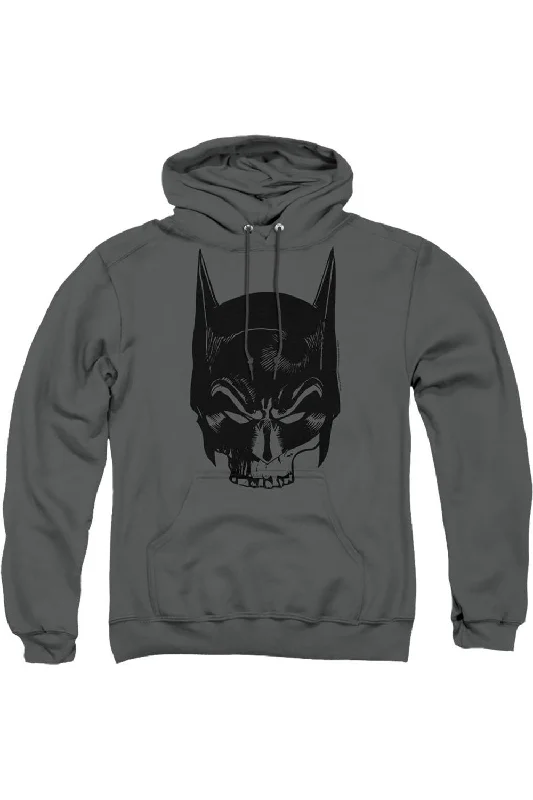 Organic Cotton SweatshirtsBatman Skull On Gray Adult Pull Over Hoodie / Hooded Sweatshirt