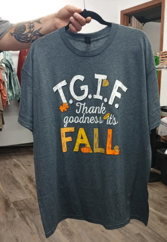 Formal ShirtsGray TGIF Thank Goodness It's Fall Shirt Top