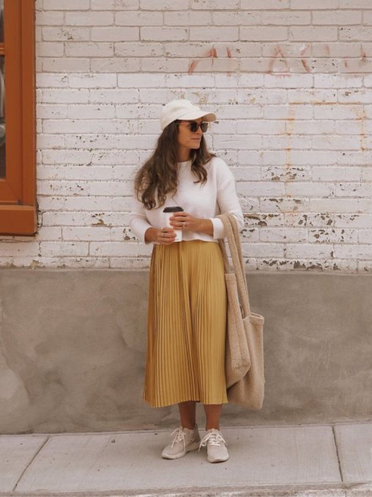 Hazel Yellow Pleated SkirtModern Skirt