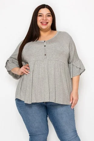 Performance ShirtsCute Gray 3 Button Shirt Top