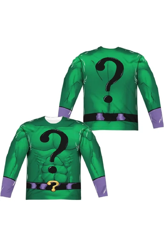 Batman Riddler Uniform (Front/Back Print) Long Sleeve Adult Poly Crew Tee / T-Shirt