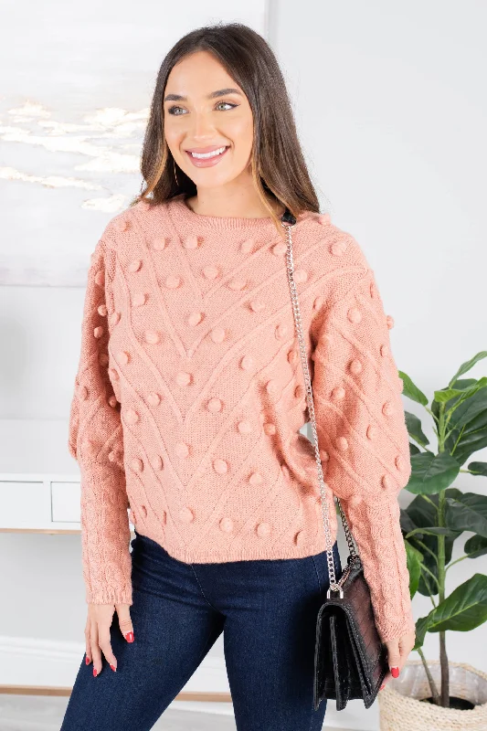 Now Or Never Blush Pink Pompom SweaterCollaborative Knit Tops