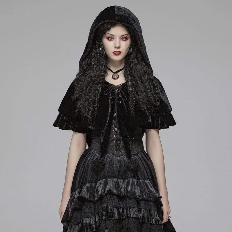 Reversible HoodiesWomen's Lolita Witch Hooded Velvet Short Cloak