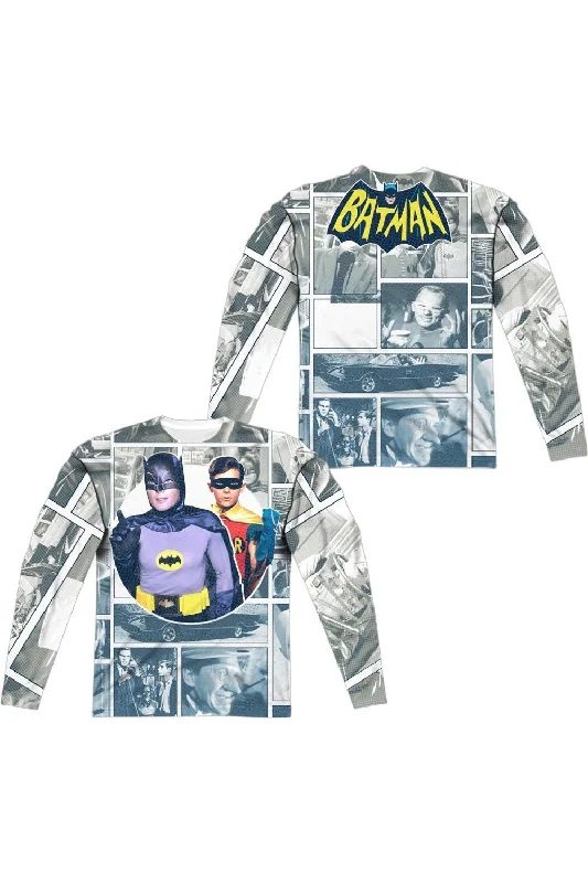 Batman Classic Tv 60s Panels (Front/Back Print) Long Sleeve Adult Poly Crew Tee / T-Shirt