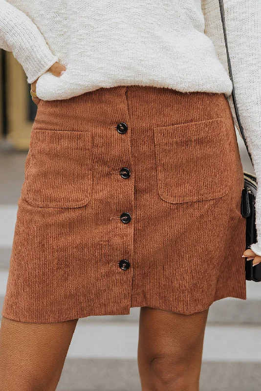 Double Take Buttoned Corduroy Mini SkirtMaxi Skirt