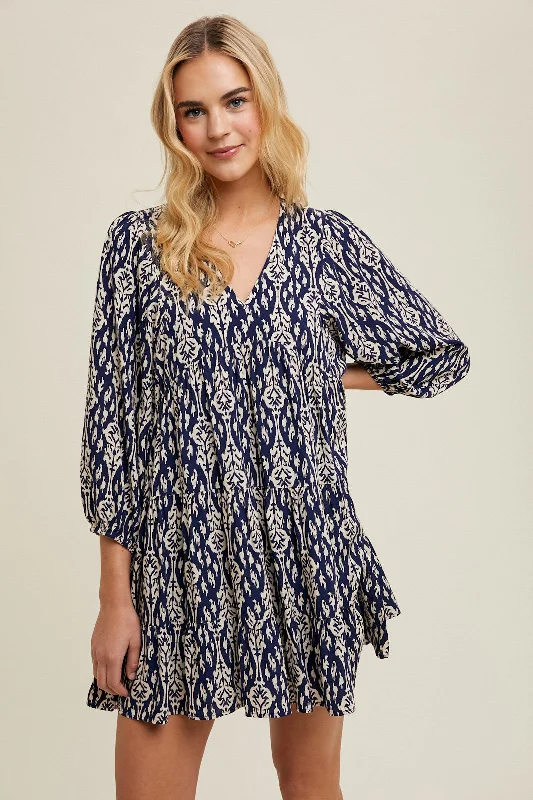 Ethnic DressNavy Printed Mini Dress