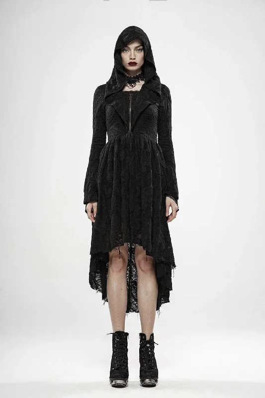 Tasseled SweatshirtsWomen's Goth Witch Irregular Folded Dresses With Hood