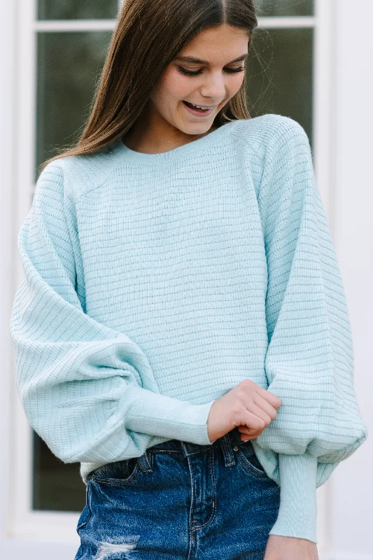 Girls: In The Works Mint Green SweaterAlpaca Knit Tops