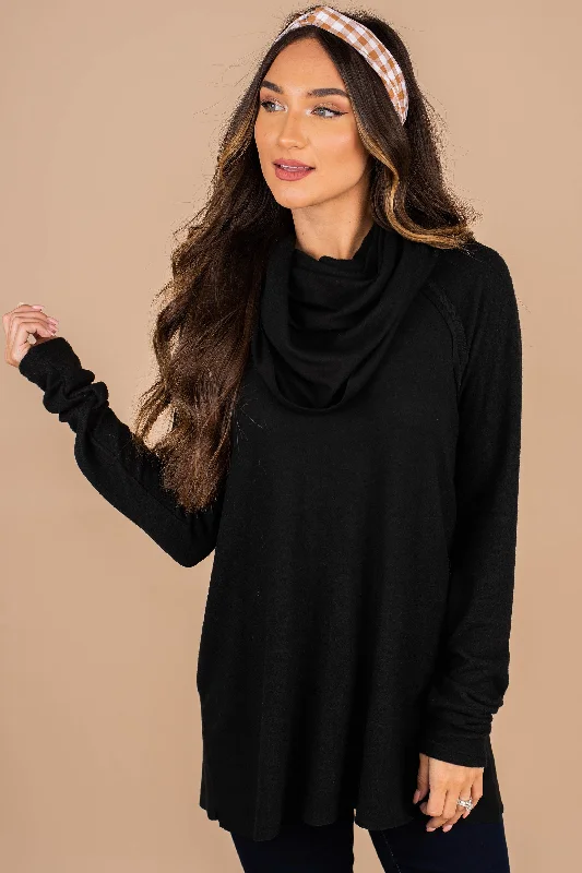 The One You Want Black Cowl Neck SweaterStatement Knit Tops