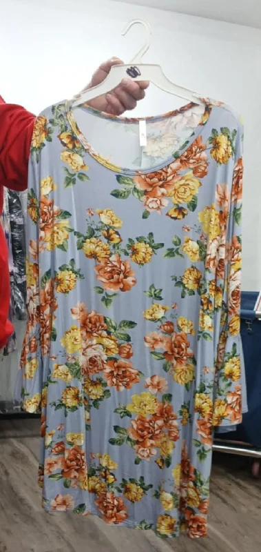 Silk ShirtsBlue Yellow Floral Shirt Top