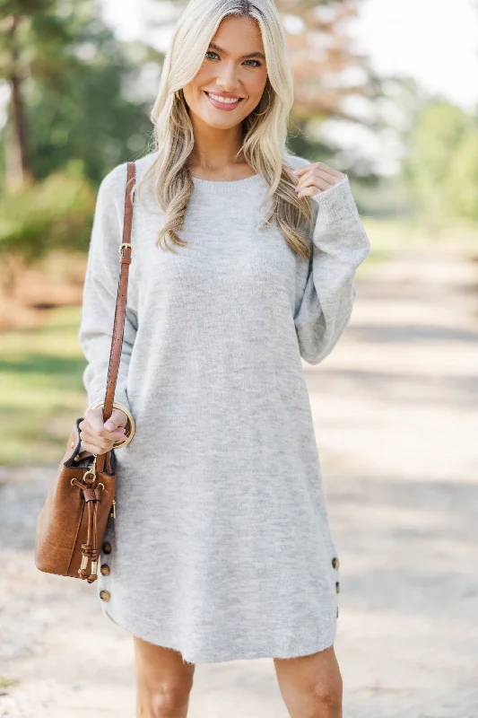 Feeling Your Best Heather Gray Sweater DressFrench Terry Knit Tops