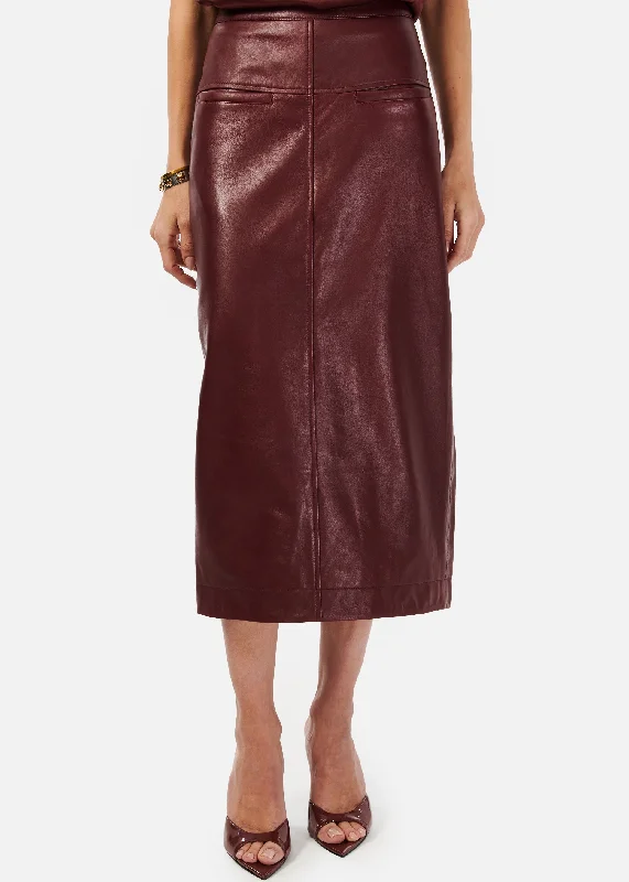 Inaya Genuine Leather Skirt CranberryTulle Skirt