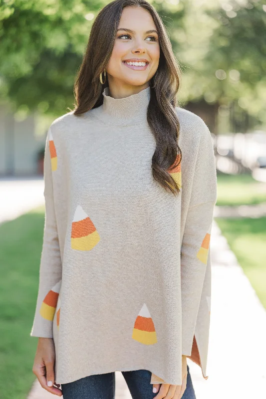 Quick Decisions Oatmeal Candy Corn SweaterTravel Knit Tops