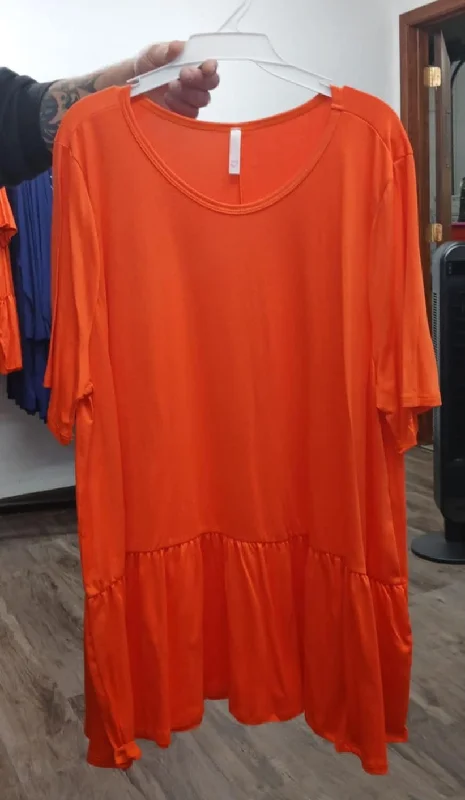 Skateboard ShirtsSold Bright Orange Ruffle Bottom Shirt Top