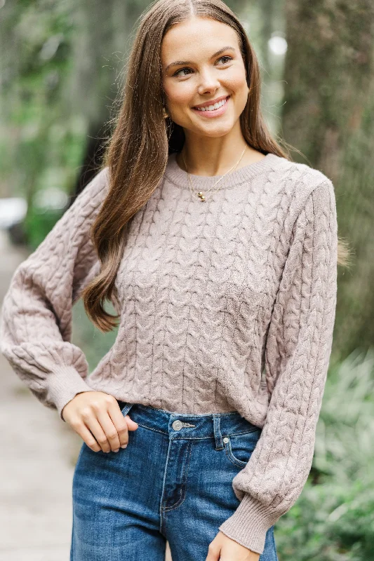 Invest In Cozy Mocha Brown Cable Knit SweaterAcrylic Knit Tops