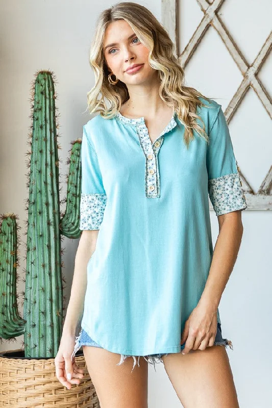 Travel ShirtsBlue Floral Button Shirt Top