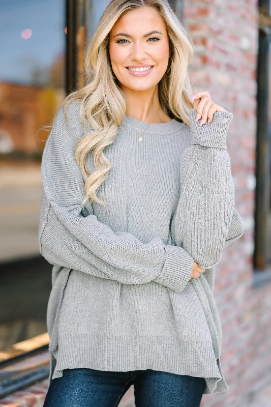 Give You Joy Heather Gray Dolman SweaterStudded Knit Tops