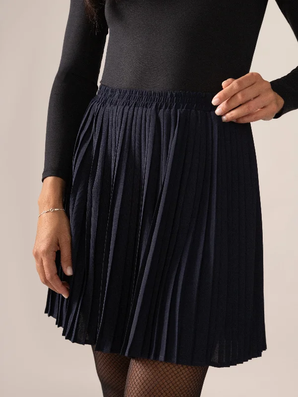 Hazel Pleated OTK Skirt in Midnight BlueOffice Skirt