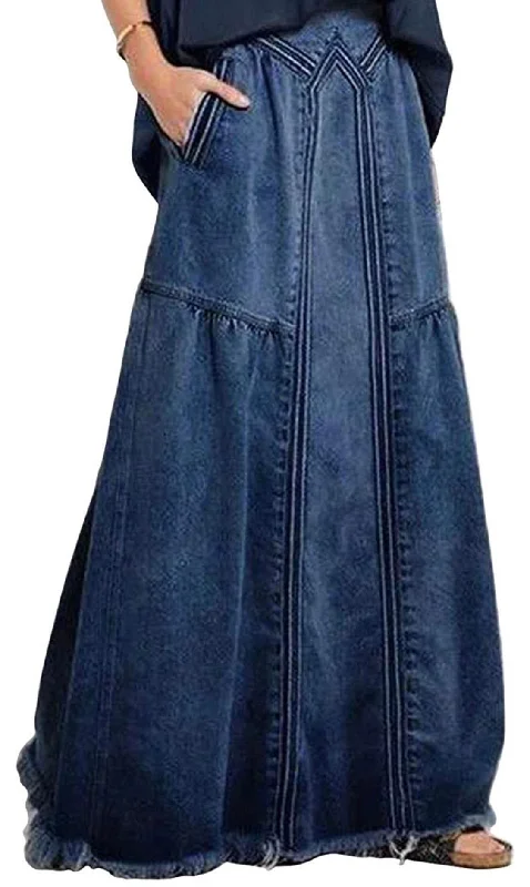 Dramatic Denim Skirt with PocketsOpaque Skirt