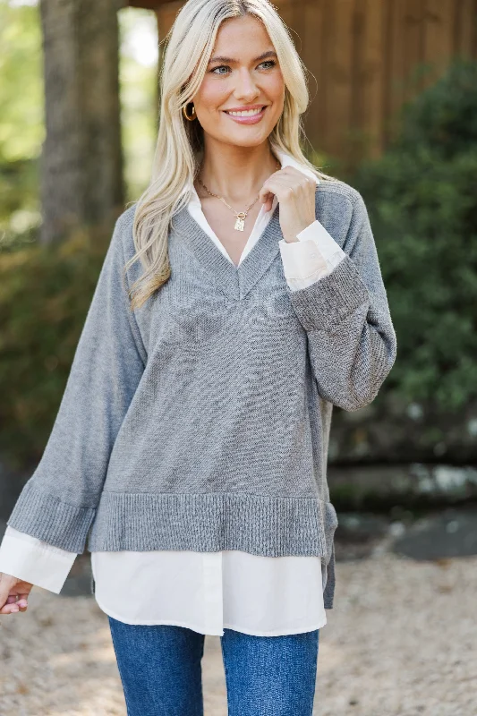 Eyes On You Gray SweaterThermal Knit Tops