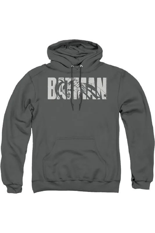 Designer SweatshirtsBatman Text On Gray Adult Pull Over Hoodie / Hooded Sweatshirt